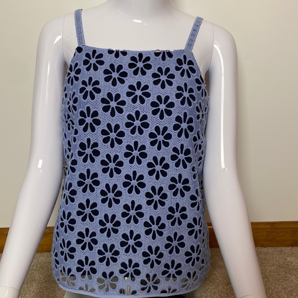 Maeve Blue Quinn Tank With Daisy Overlay Size 8